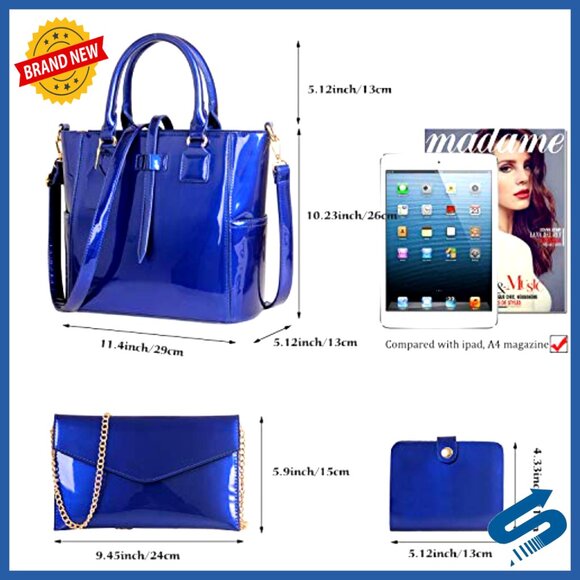 Large Vegan Leather Tote with Crossbody Strap and Wallet Set - Picture 4 of 7